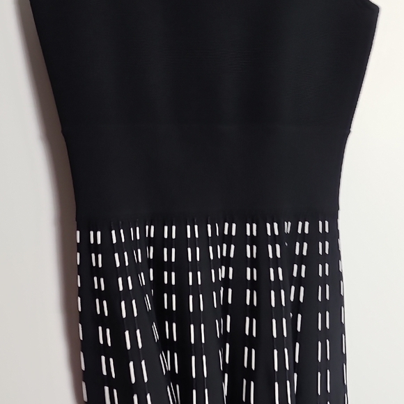 A.L.C. Black Sleeveless Crewneck Fit And Flare Dress In Black and White Size Med - Picture 6 of 16
